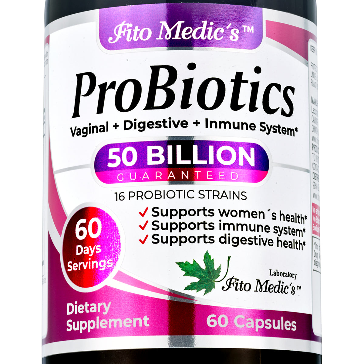 Women’s Probiotic 50 Billion CFU | Multi-Strain Probiotic Blend | 60 Capsules | By Fito Medic's