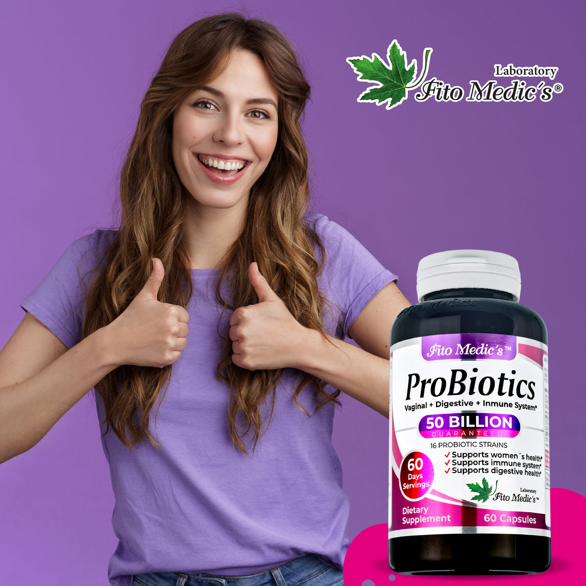 Women’s Probiotic 50 Billion CFU | Multi-Strain Probiotic Blend | 60 Capsules | By Fito Medic's