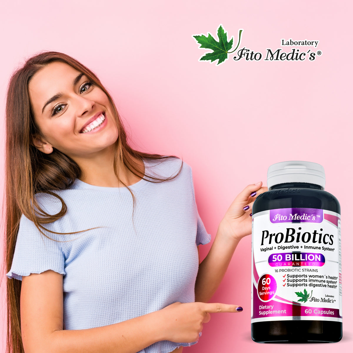 Women’s Probiotic 50 Billion CFU | Multi-Strain Probiotic Blend | 60 Capsules | By Fito Medic's