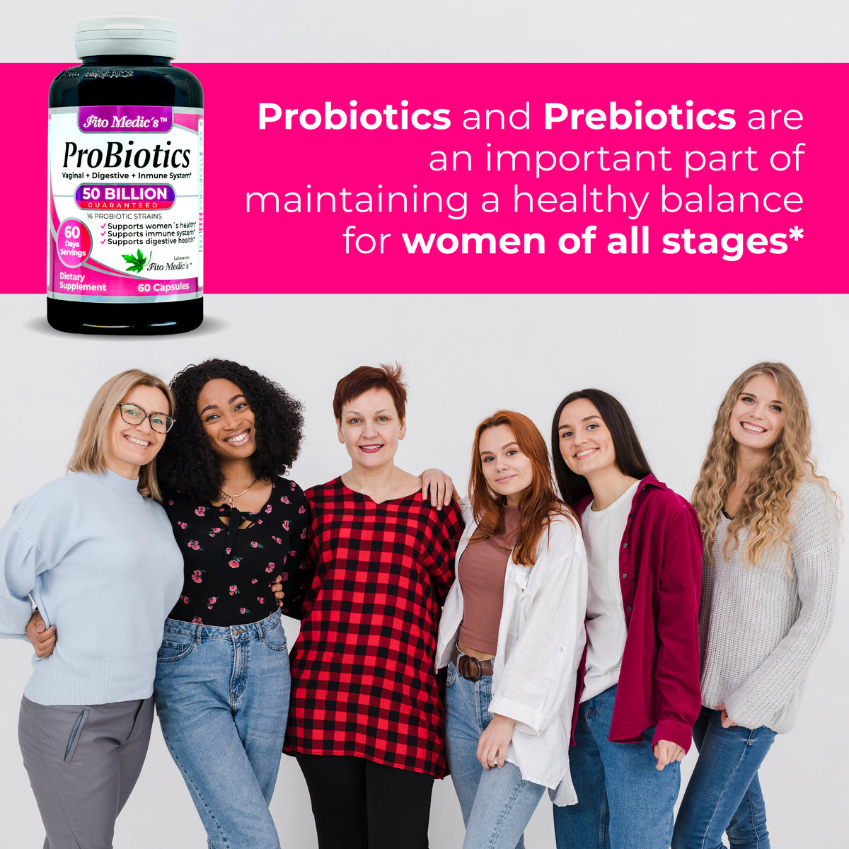 Women’s Probiotic 50 Billion CFU | Multi-Strain Probiotic Blend | 60 Capsules | By Fito Medic's