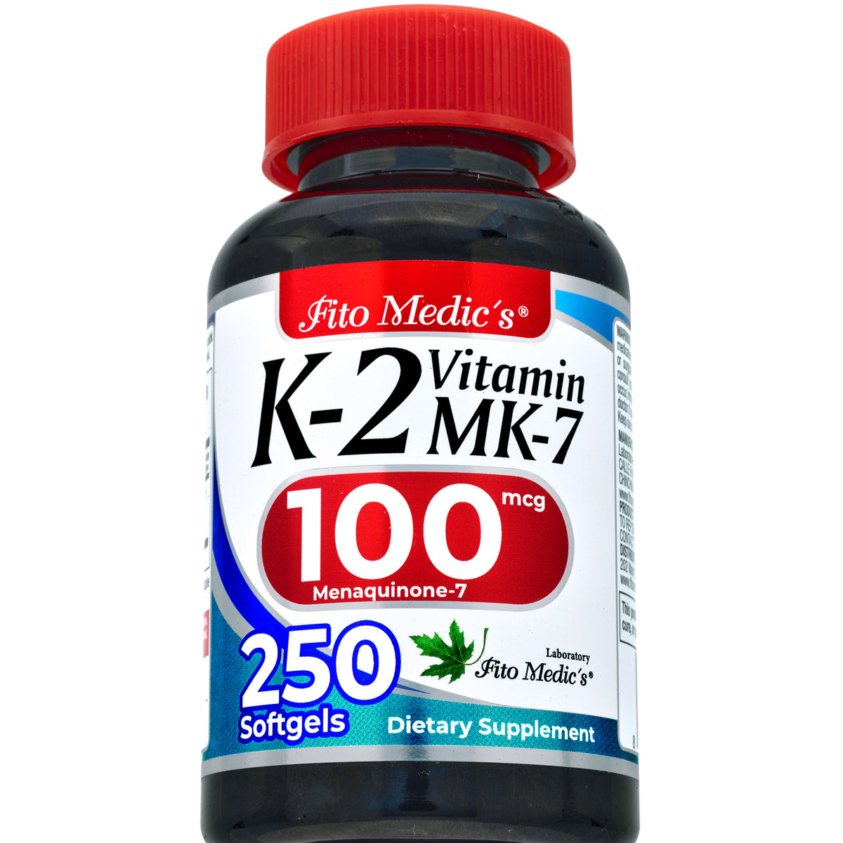 Vitamin K2 100 mcg | MK-7 Menaquinone-7 | 250 Softgels | By Fito Medic's