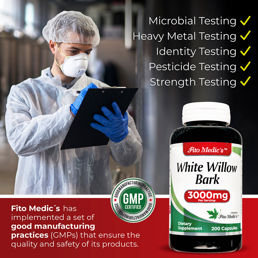 White Willow bark Capsules 3000 mg  Ultra high Absorption 200 Capsules