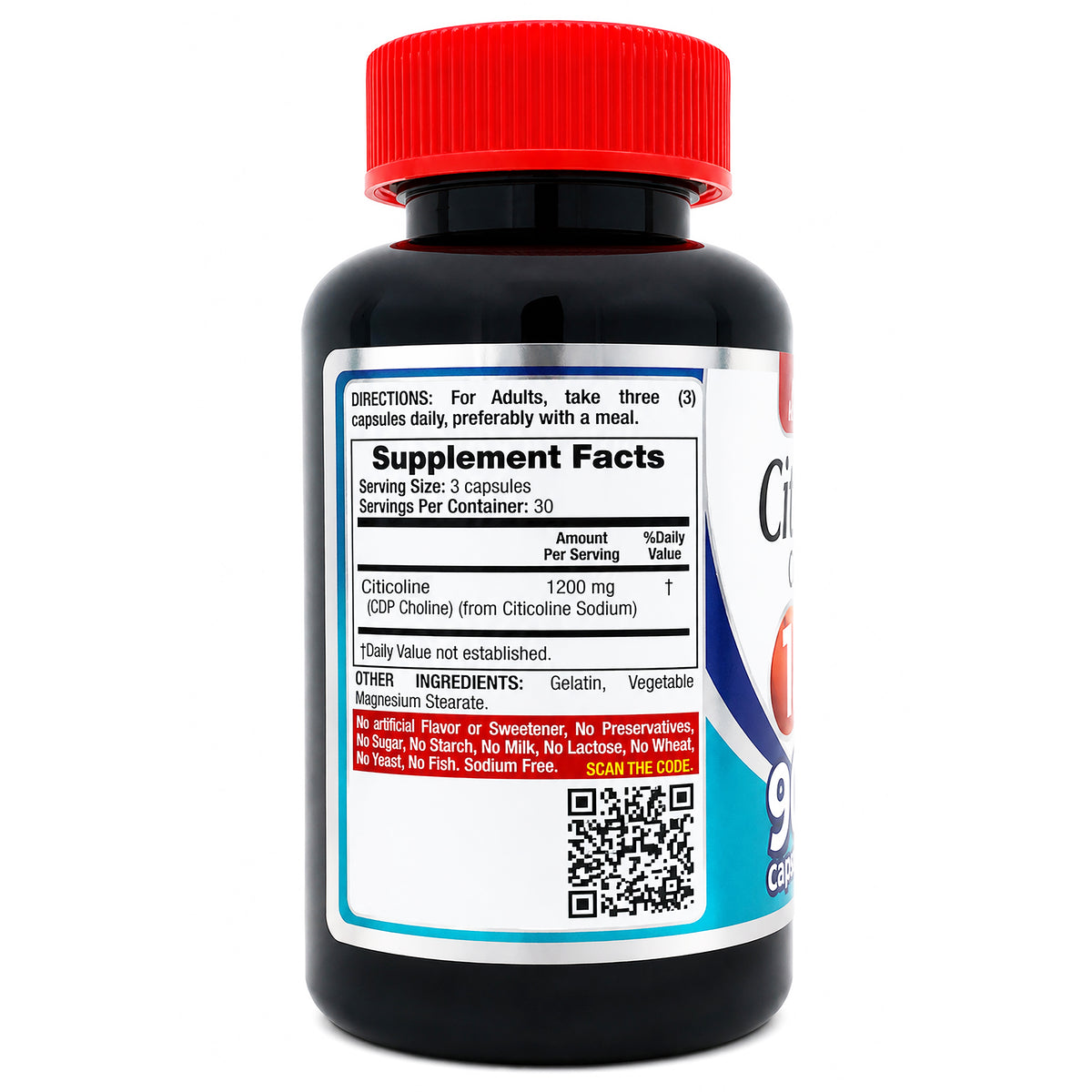 Citicoline 1,200 mg per serving – CDP Choline | 90 Capsules | By Fito Medic's