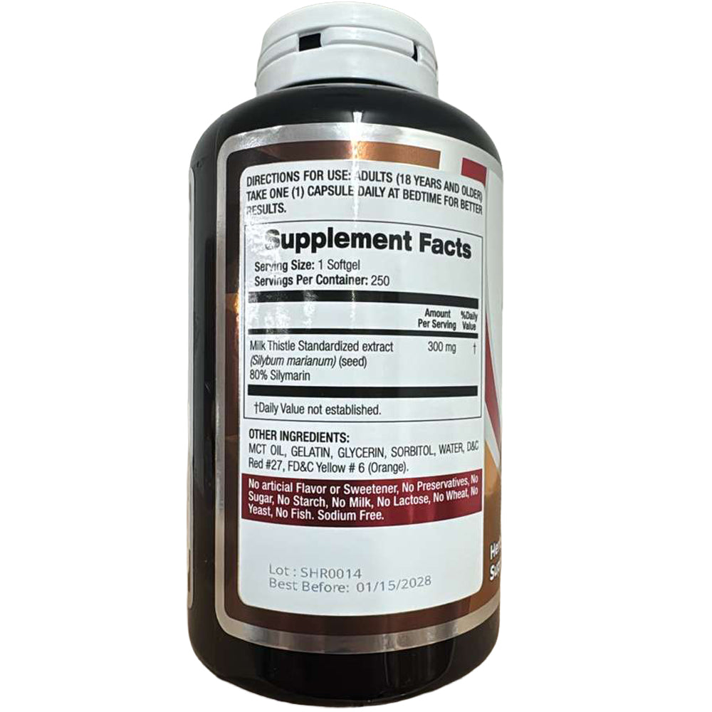 Lab - Milk thistle | Detox cleanse support | Liver support | 250 Soft Gels | Milk Thistle  Pills