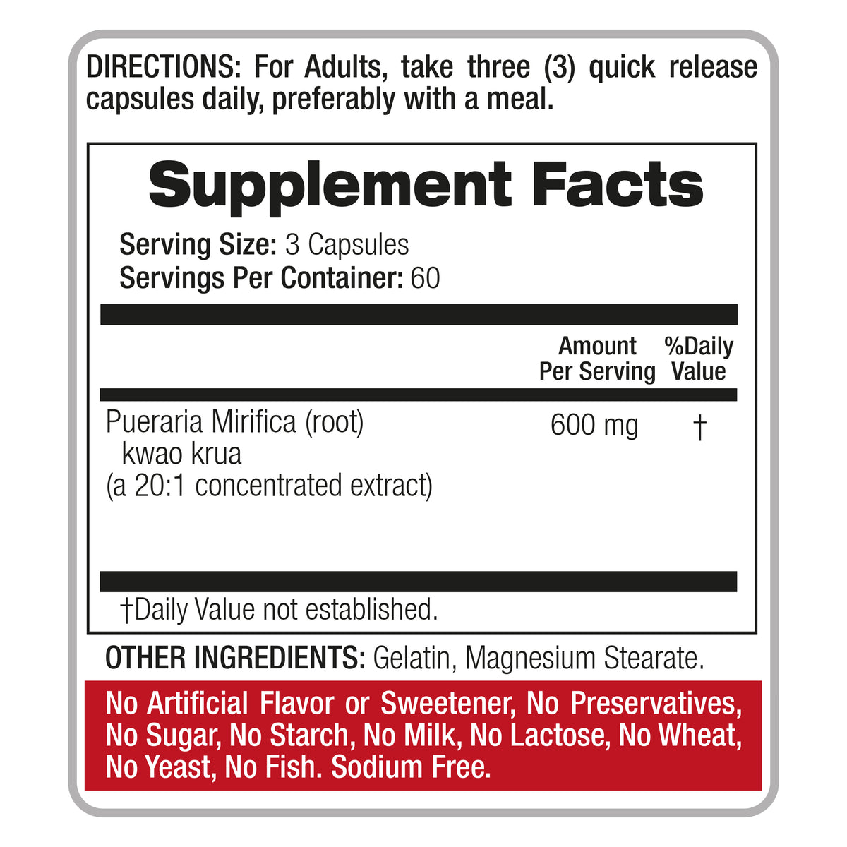 Pueraria Mirifica Root Extract 12,000 mg | 20:1 Concentrate | 180 Capsules | By Fito Medic's