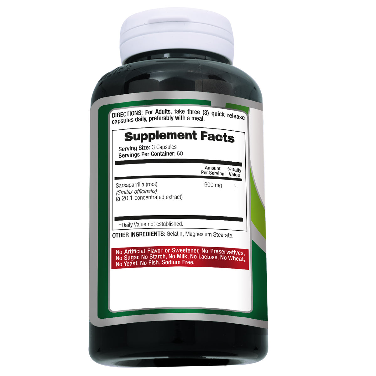 Sarsaparilla Root Extract 12,000 mg | 20:1 Concentrate | 180 Quick-Release Capsules | By Fito Medic's
