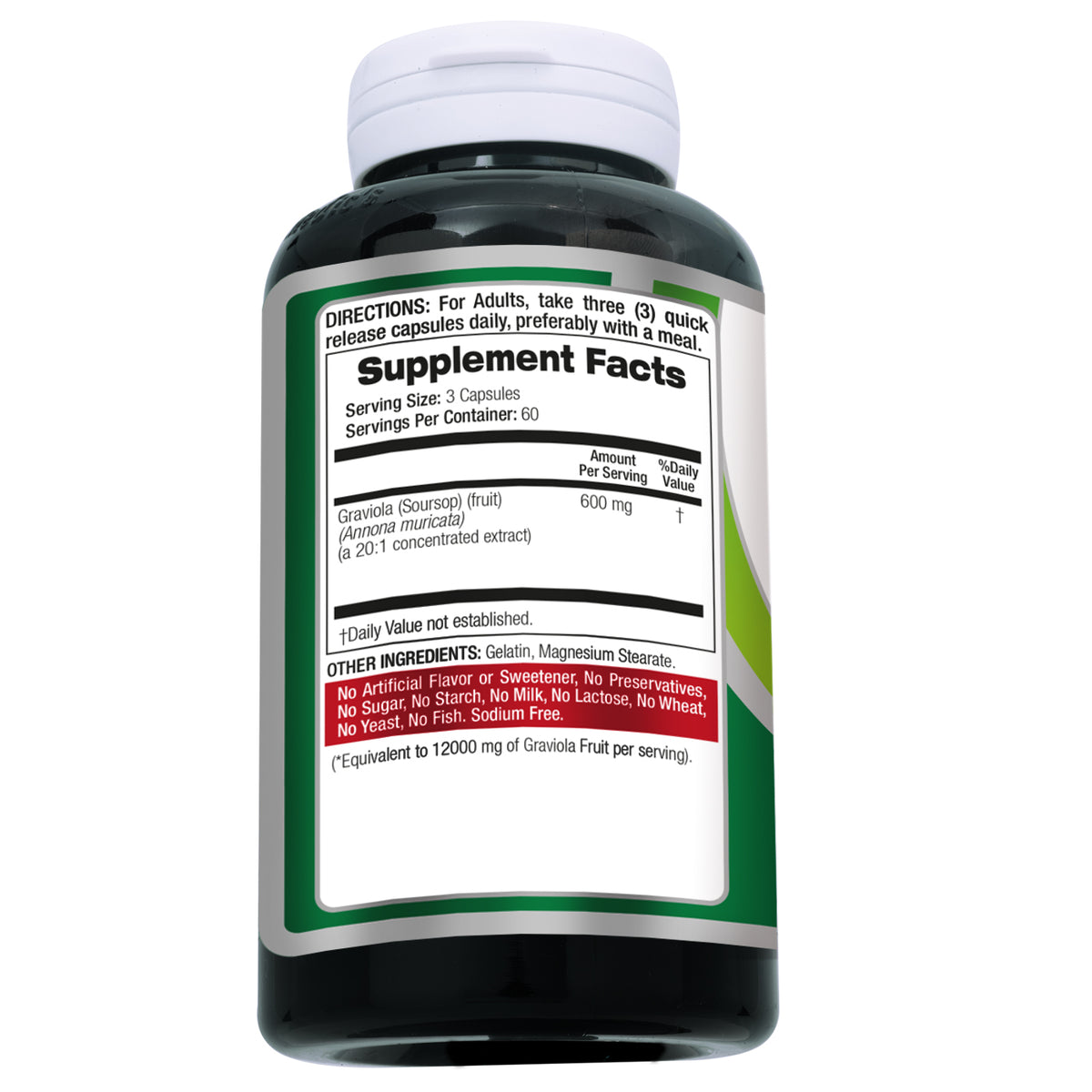 Graviola Fruit Extract 12,000 mg | 20:1 Concentrate | Soursop | 180 Capsules | By Fito Medic's