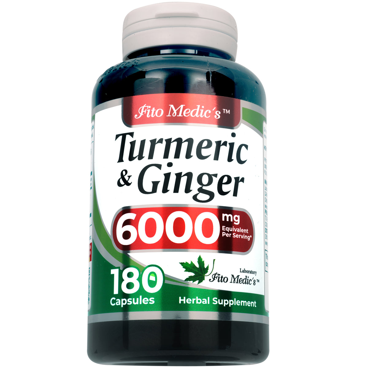 Turmeric & Ginger Root Extract 6,000 mg Equivalent | 10:1 Concentrate | 180 Capsules | By Fito Medic's