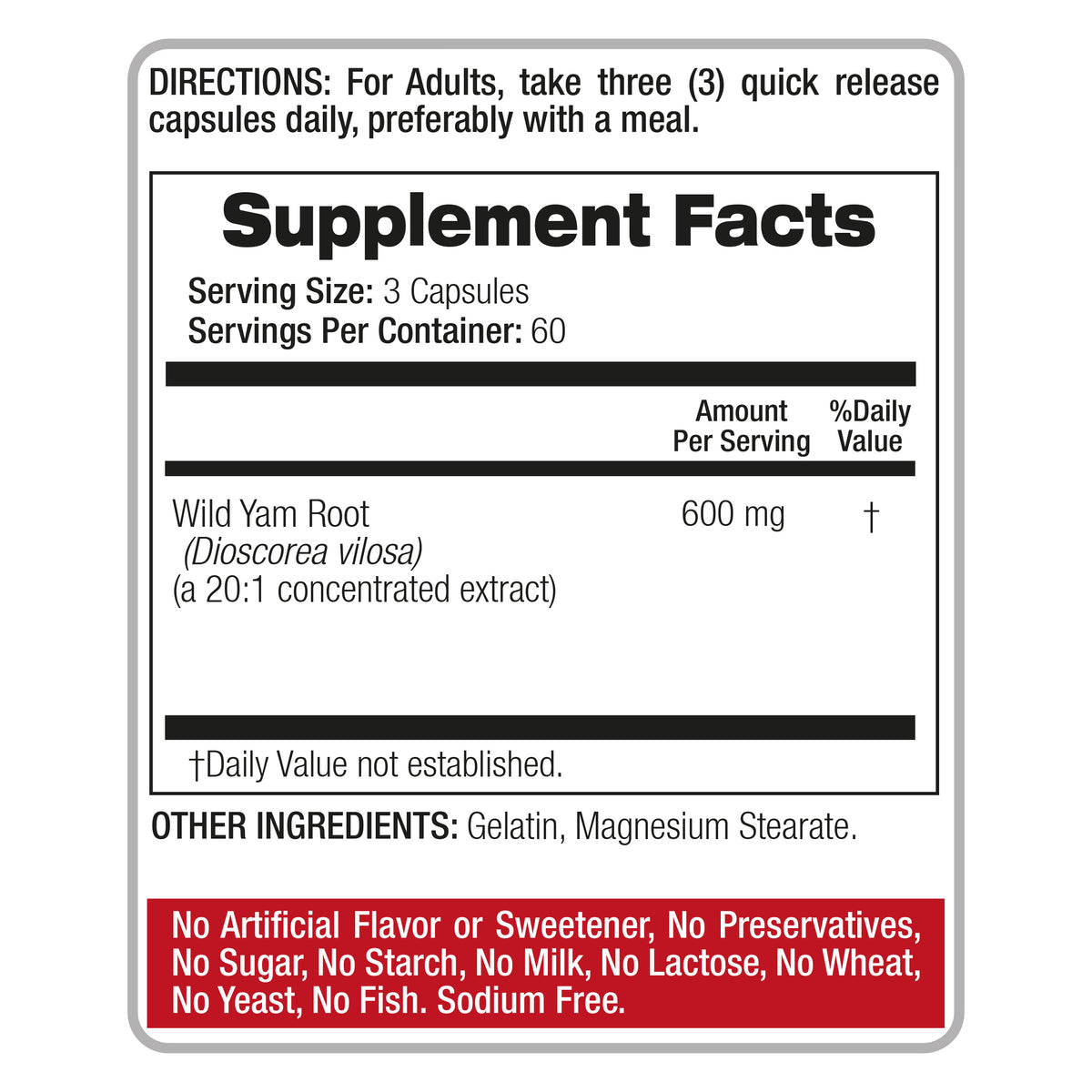 Wild Yam Root Extract 12,000 mg | 20:1 Concentrate | 180 Capsules | By Fito Medic's